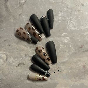 Handmade coffin long press on nails